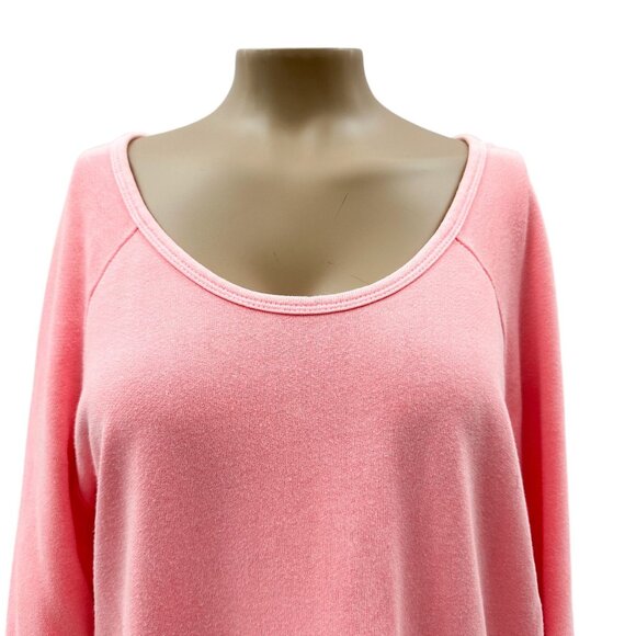 SUNDRY Pink French Terry Scoop Neck Long Sleeve Sweatshirt Made In USA Womens L - Picture 5 of 10